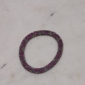 Elegant Nepal Roll on Beaded Glass Seed Bangle Bracelet